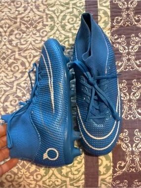 Blue Soccer Cleats with White Accents